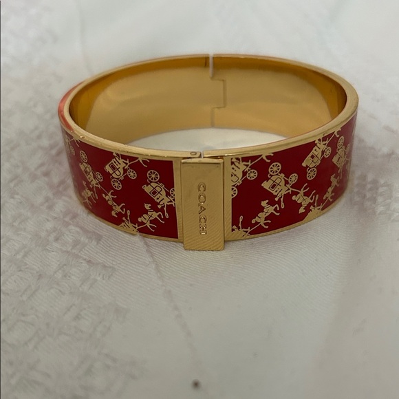 Coach Jewelry - Authentic Signature Coach Hinged Bangle/Bracelet Red